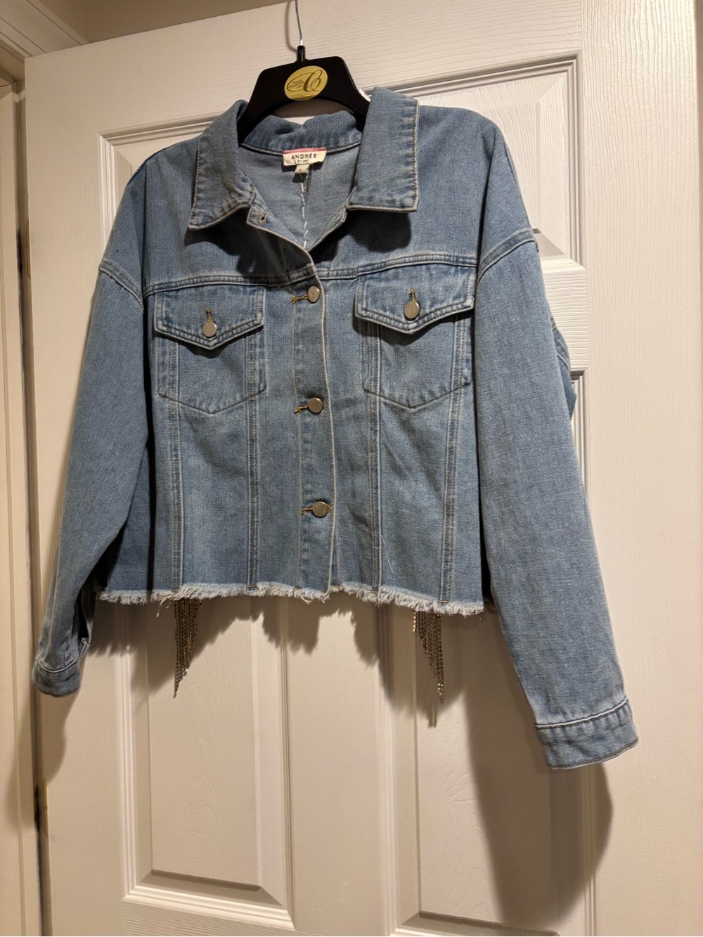 Custom Rhinestone Fringe Denim Jacket - Picture 8 of 10